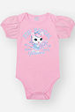 Body Infantil em Cotton de Unicórnio Magical Flowers e Strass ROSA IOGURTE