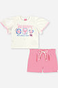 Conjunto Infantil Menina Blusa Boxy e Short Sea Shell com Strass