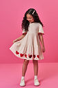 Vestido Infantil de Festa em Moletinho Waffle Linho – Vestido Menina Verão Off White com Corações OFF WHITE