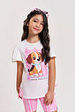 Conjunto Infantil com Blusa e Ciclista em Suplex – Look Menina Verão com Cachorrinho NATURAL/RS CONFETE