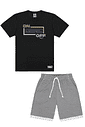 Conjunto Camiseta E Bermuda Listrada Preto Abrange