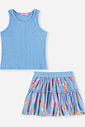 Conjunto Infantil Menina Regata com Strass e Saia-Short de Ursinhos