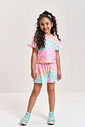 Conjunto Infantil Neon Love com Blusa Boxy e Shorts em New Stretch Floral – Look Menina Verão ROSA BARBIE