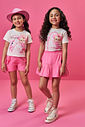 Conjunto Infantil com Blusa Princesa e Unicórnio Cowgirls e Saia Shorts em Cotton NATURAL/RS CONFETE