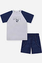 Conjunto Infantil Sportwear com Camiseta Fit Space Green e Bermuda em Nylon Aspen CINZA/NEW MARINHO