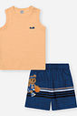 Conjunto Bebê Menino Regata Marinho e Bermuda Urso de Basquete