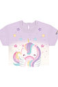 Conjunto Bebê Menina Blusa E Saia-Short Unicórnio Lilás Cinti