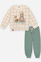 Conjunto Infantil Moletom Linho com Estampa Ursinho – Look Quentinho de Inverno para Bebês
