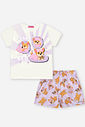 Pijama Infantil com Camiseta e Shorts em Malha Suede – Pijama Menina Verão Corgi NATURAL/LL BRUMA