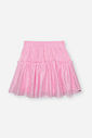 Saia Shorts Infantil com Tule Foil – Saia Menina Verão com Shorts Interno ROSA IOGURTE