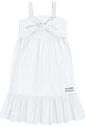 Vestido Infantil Romântico com Laço Frontal Branco Abrange