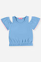 Conjunto Infantil Menina Cropped Recorte Ombros e Short Waffle