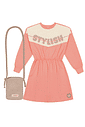VESTIDO ML E BOLSA LJ NEON/BG AREIA