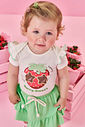 Conjunto Bebê Body com Morango Puff e Saia