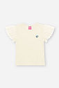 Blusa Infantil Fofa em Canelado Glow com Tule Glitter NATURAL