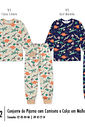 Pijama de Inverno Infantil Menino Dino World Divertto AZUL MARINHO