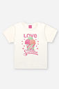Conjunto Infantil Neon Love com Blusa em Cotton e Shorts Listrado Texturizado – Look Menina Verão co NATURAL/RS CONFETE