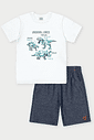 CONJ CAMISETA E BERMUDA BRANCO/AZ DRESS BLUE