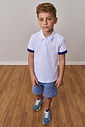 Camisa Polo Infantil Punhos Contrastantes Branco