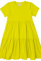 Vestido Infantil em Camadas Básico Manga Curta Amarelo Vestido Infantil em Camadas Básico Manga Curta Amarelo