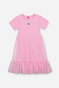 Vestido Infantil de Festa em Canelado Glow com Tule Foil – Vestido Menina Verão com Brilho ROSA IOGURTE