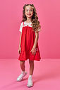 Vestido Infantil em Meia Malha – Vestido Menina Verão Vermelho com Bordado de Morango NATURAL/VM MARTE