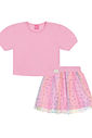 Conjunto Infantil Menina Blusa Cropped E Saia Em Tule Rosa Cinti Conjunto Infantil Menina Blusa Cropped E Saia Em Tule Rosa Cinti