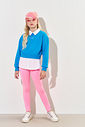 Conjunto Infantil Menina Blusão + Legging Azul/Rosa CTV