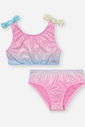 Biquíni Infantil em Malha Foil Degradê e Malha UV – Moda Praia Menina Verão com Brilho ROSA IOGURTE