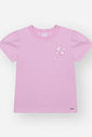 Blusa Infantil Básica em Meia Malha com Bordado de Paetê LILAS CINTI