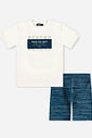 Conjunto Menino Camiseta Beyond e Bermuda Riscada Marinho