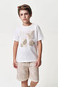 Conjunto Menino Camiseta Folhagens e Bermuda Duna