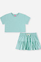 Conjunto Infantil Menina Cropped e Saia-Short com Strass Brisa