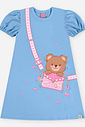 Vestido Infantil Menina Ursinha na Bolsa com Strass