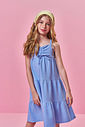Vestido Infantil Menina Azul com Glitter em Moletinho Waffle
