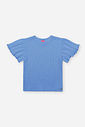Blusa Infantil em Canelado Glow com Strass – Camiseta Menina Verão com Manga Plissada AZUL PROVENCE