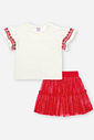 Conjunto Bebê Menina com Saia Shorts em Tule Foil – Blusa em Cotton e Look Infantil Festa Cinti Baby NATURAL/VM MARTE