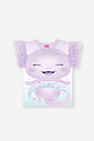 Conjunto Infantil com Blusa Estampa Sara Salamandra e Saia Shorts em Tule Foil – Look Menina Verão c LILAS BRUMA