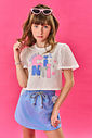 Conjunto Infantil Menina Blusa Cropped E Short-Saia Natural E Rosa Cinti