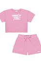 Conjunto Monocromático Blusa Cropped E Short Rosa Abrange