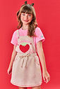 Conjunto Infantil Menina Blusa E Salopete Strawberry Verde E Off White Cinti