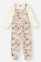 Conjunto Infantil Menina Blusa E Jardineira Ursinho Bege Mundo Cinti