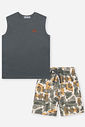 Conjunto Infantil com Regata Rino e Bermuda Safari Chumbo
