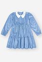 Vestido Infantil Menina Veludo Brilho Azul CTV