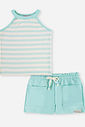 Conjunto Infantil Menina Regata Listrada e Short em Moletom Brisa