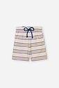 Conjunto Infantil Menino Camiseta Bordada e Bermuda Listrada Marinho