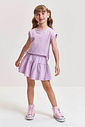 Conjunto Infantil com Blusa e Shorts em Malha Lastex – Look Menina Verão com Acessório LILAS BRUMA