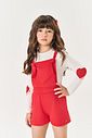 Conjunto Infantil Menina Blusa Coração E Jardineira Vermelho Mundo Cinti