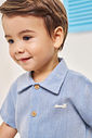 Conjunto Infantil Divertto Esporte Fino com Camisa em Tecido Melange e Bermuda em Sarja BG DUNA/AZ MARINHO