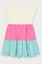 Vestido Infantil Color Block 3 Corações Natural Abrange